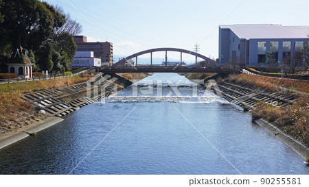 Cityscape of Fuji City <33> (Uruigawa Ohashi and Uruigawa seen from Central Park Bridge) Fuji City, Shizuoka Prefecture 90255581