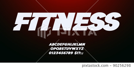 Sport font, bold italic alphabet. Letters and numbers set for modern dynamic headline and logo. Vector typographic design 90256298