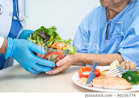 Asian senior or elderly old lady woman patient - Stock Photo