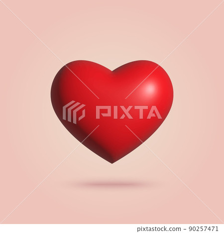 3d cartoon style red heart. Vector 90257471