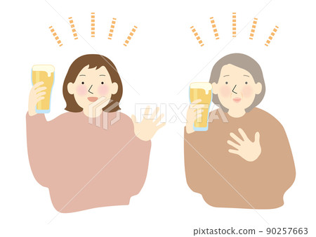 Women's set toasting with beer 90257663