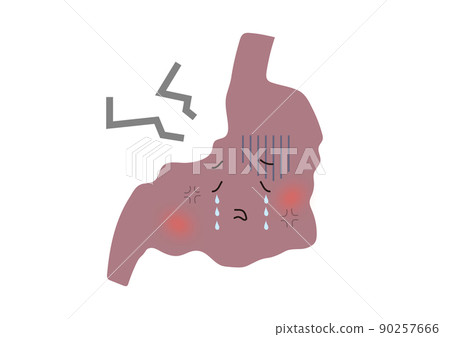 Rough and damaged stomach character Rough and damaged stomach character 90257666