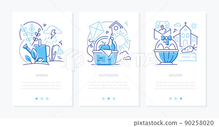 Easter spring holiday - line design style banners set 90258020