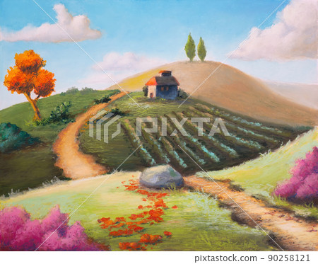 Colorful rural landscape 90258121