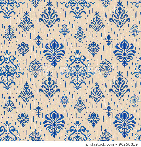 8 bit Damask Ethnic Ornament Seamless Pattern 90258819