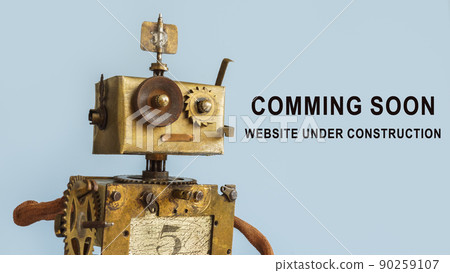 Rusty robot and sign Website coming soon. Under construction. 90259107