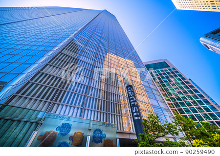 Tokyo cityscape of Japan May, but it is the first midsummer day in Tokyo and strong sunlight from the morning. Overlooking Shiodome's office district = May 29 90259490
