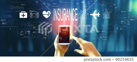 Insurance concept with person using smartphone 90259635