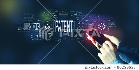Patent concept with person using smartphone Patent concept with person using smartphone 90259655