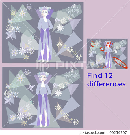 find 12 rebus differences for children under 7 years old snow queen 90259707