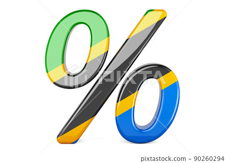 Percent with Tanzanian flag, 3D rendering 90260294