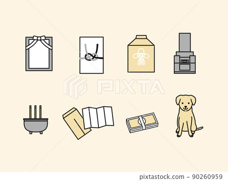 Funeral-related icon set, funeral, cremation, grave 90260959