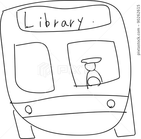 Hand-drawn illustration of a bus for the library - Stock Illustration ...