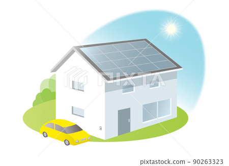 A house with solar panels installed on the roof by solar power generation 90263323