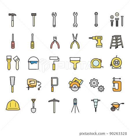 Tool icon set Vector line - Stock Illustration [90263328] - PIXTA
