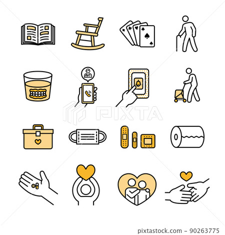 Nursing care icon set Vector line 90263775