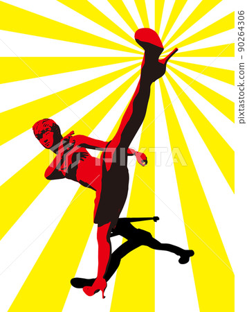 Silhouette of a woman taking a high kick in a suit Vector illustration Silhouette of a woman taking a high kick in a suit Vector illustration 90264306