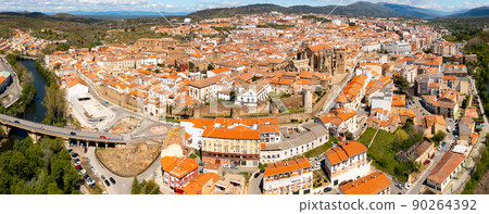 Panoramic view from drone of ancient walled Spanish city of Plasencia Panoramic view from drone of ancient walled Spanish city of Plasencia 90264392