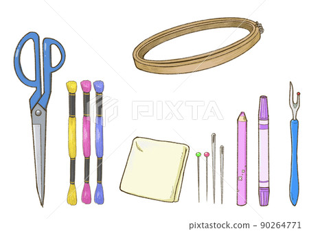 Illustration of embroidery tools Illustration of embroidery tools 90264771