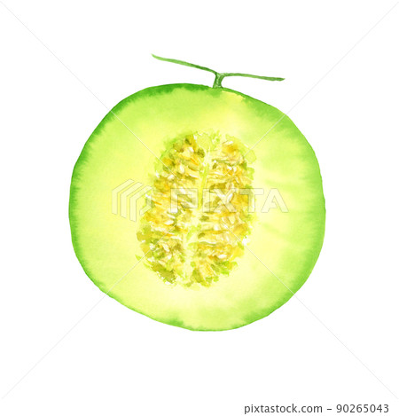 切半模擬手繪透明背景的瓜水彩畫 切半模擬手繪透明背景的瓜水彩畫 90265043