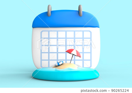 Image of summer vacation on the southern island and calendar 90265224