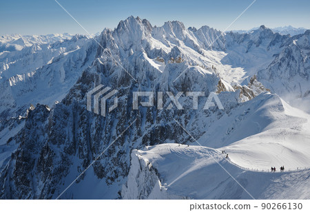 Landscape of Aiguille du Midi, Chamonix Mont Blanc valley, France 90266130