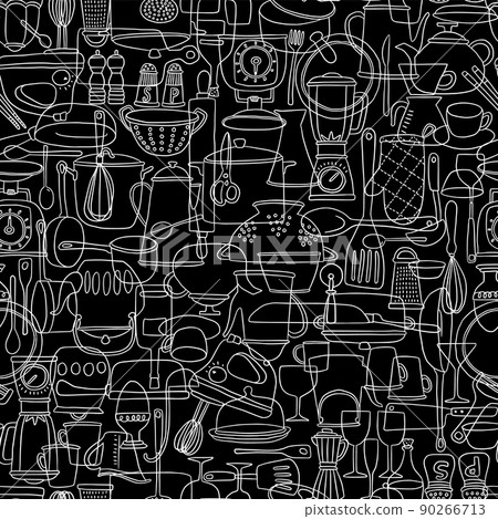 簡單的廚房用品圖案, 簡單的廚房用品圖案, 90266713