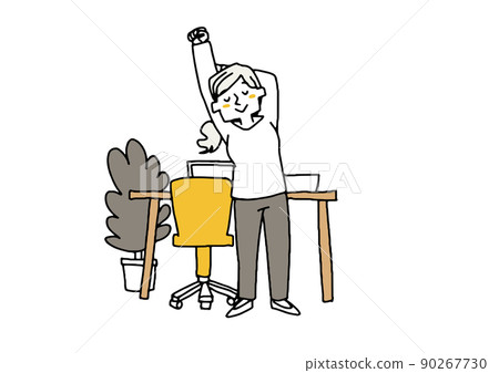 婦女在工作之間伸展或在工作前熱身 90267730