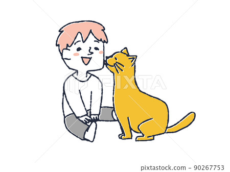 Baby playing with pet cats Happy time with animal family Baby playing with pet cats Happy time with animal family 90267753