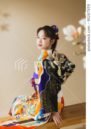 Furisode 女人 黑色 90267959