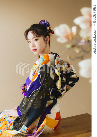 Furisode 女人 黑色 90267963