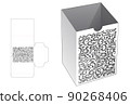 stenciled packaging box die cut and 3D mockup 90268406