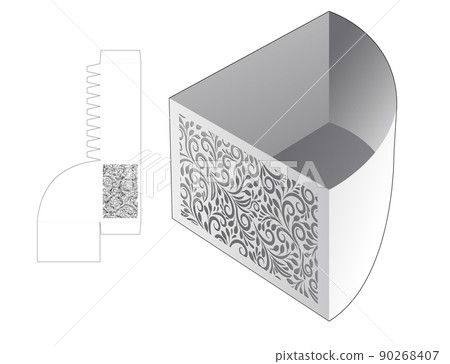 stenciled packaging box die cut and 3D mockup 90268407