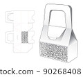 stenciled packaging box die cut and 3D mockup 90268408
