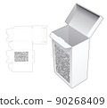 stenciled packaging box die cut and 3D mockup 90268409