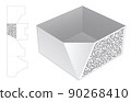 stenciled packaging box die cut and 3D mockup 90268410