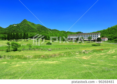 [鳥取縣]天氣晴朗時的鏡火和新鮮的綠色（奧大山） 90268481