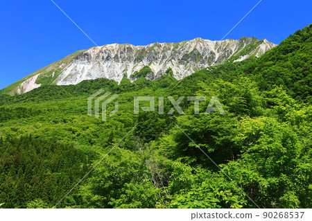 [鳥取縣] 天氣晴朗時從掛壁山口看到的新鮮綠色大山 90268537