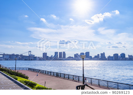 豐洲古魯裡公園和東京灣地區的風景 豐洲古魯裡公園和東京灣地區的風景 90269123