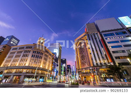 銀座4丁目交叉點夜視圖 90269133