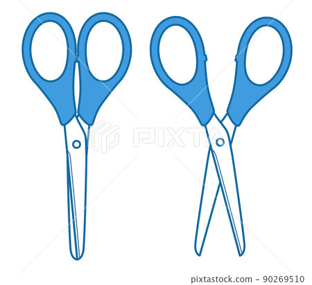 Two kinds of scissors illustration line drawing blue Two kinds of scissors illustration line drawing blue 90269510