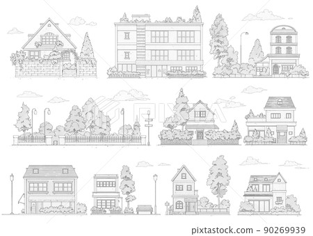 Western-style cityscape monochrome Western-style cityscape monochrome 90269939