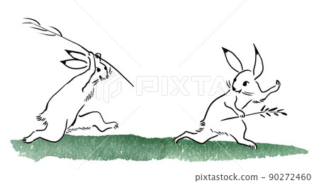鳥獸漫畫風格兔子追逐 90272460
