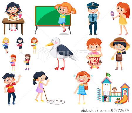 Set of different cute kids and objects Set of different cute kids and objects 90272689