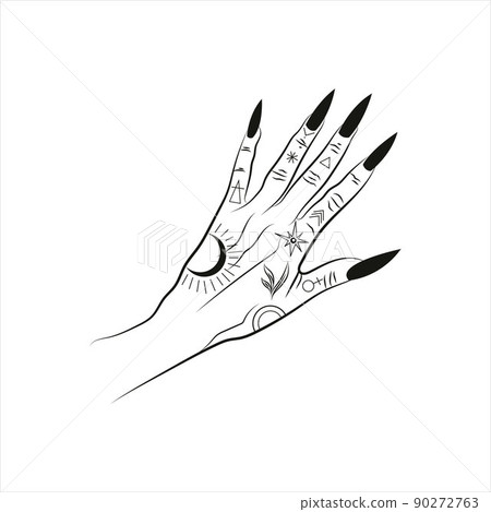 Mystical Witches hand. Boho style. Mystical Witches hand. Boho style. 90272763