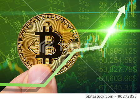 Crypto prices rise up positive. bitcoin cryptocurrency value new high bull market concept. 90272853