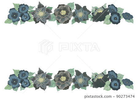 黑花上下線框 黑花上下線框 90273474