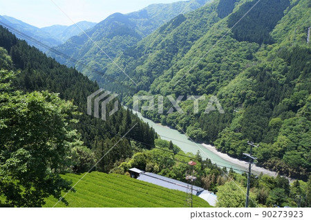 Nakaisamurai's slope village and Tenryu River [Tenryu Village, Nagano Prefecture] 90273923