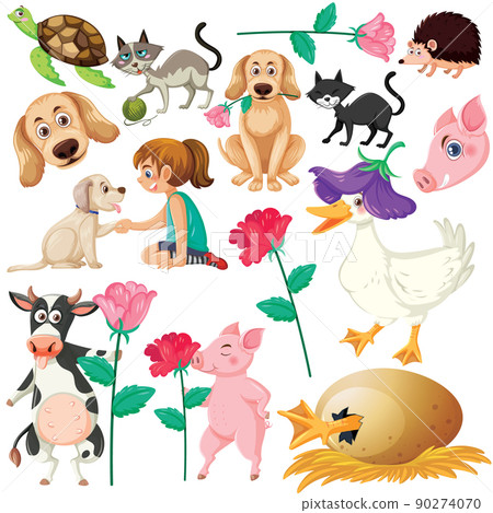 Set of different cute kids and objects 90274070