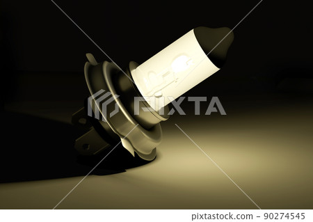 H4 halogen car light bulb glowing in dark 90274545